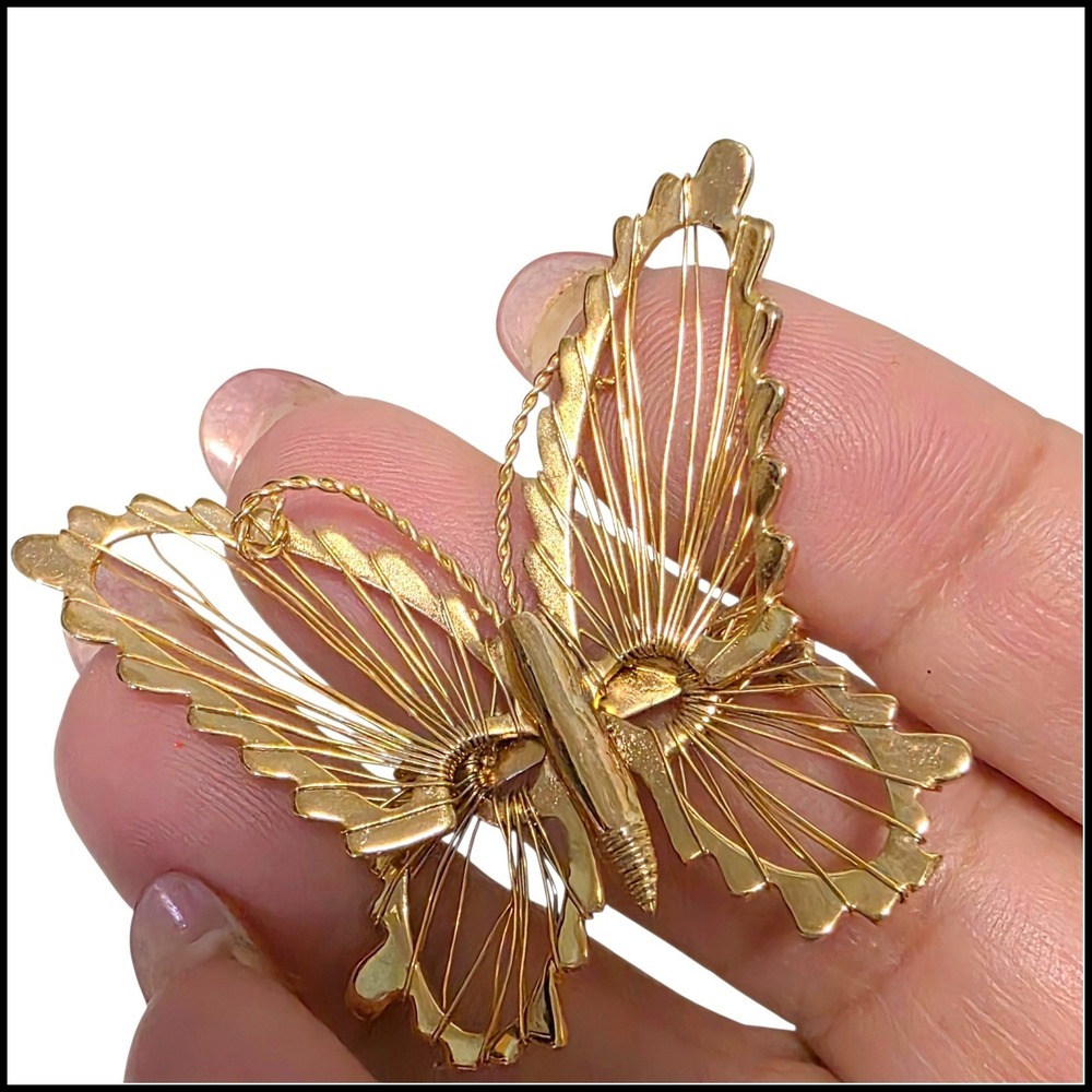 Gold‎ Tone Wire Butterfly Brooch Pin Elegant Statement Jewelry Women